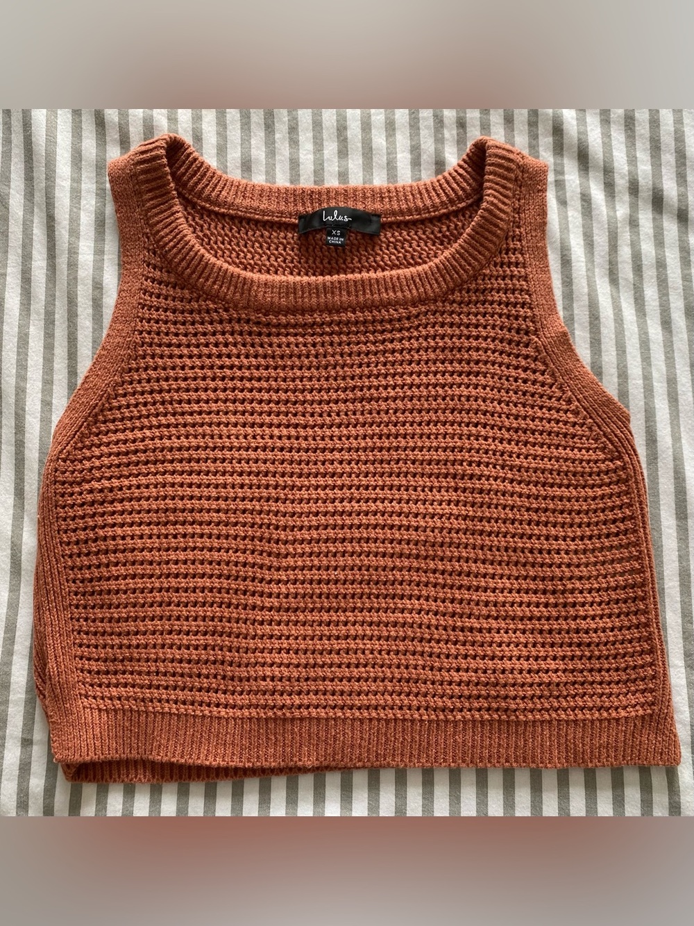 Lulu's Burnt Orange Knit Cropped Tank